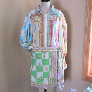 Brand New XL Febedress Colorful Patterned Wrap Shirt Dress